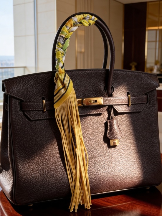 Accessories - Fringe Handbag Wrap/ Scarf in Color: Golden